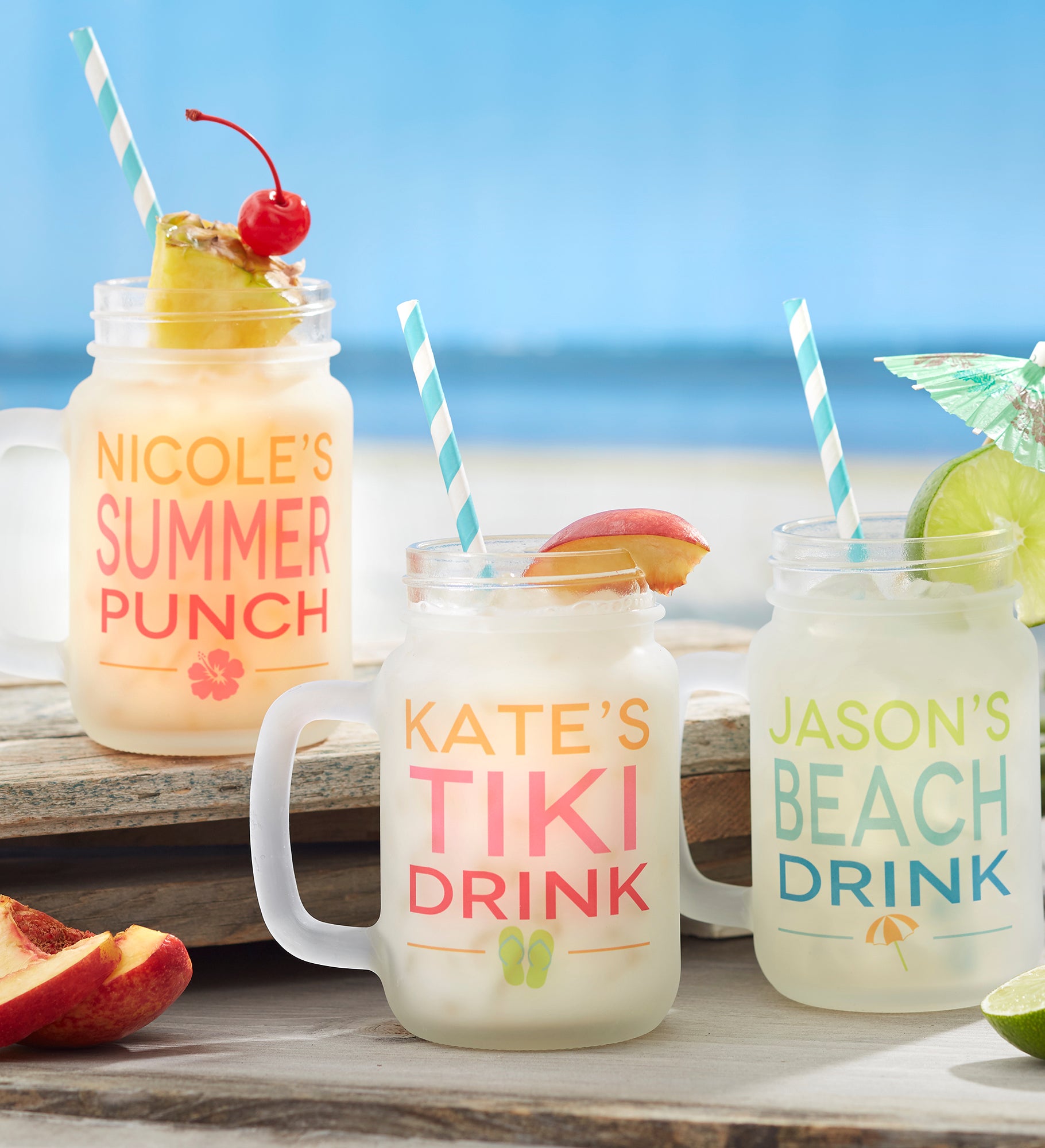 Summer Fun Personalized Frosted Mason Jar